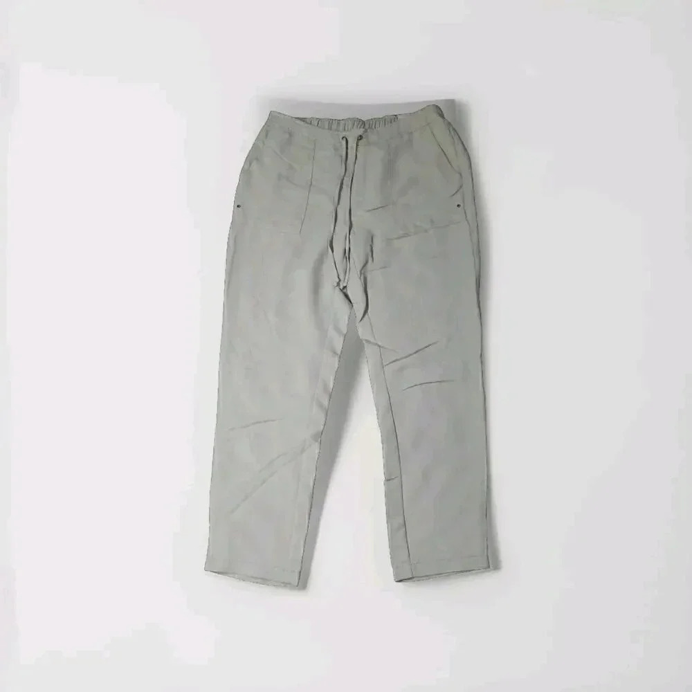 Chicos Green Womens 0.5  Cargo Pant Mid Rise Roll Tab Cotton Blend